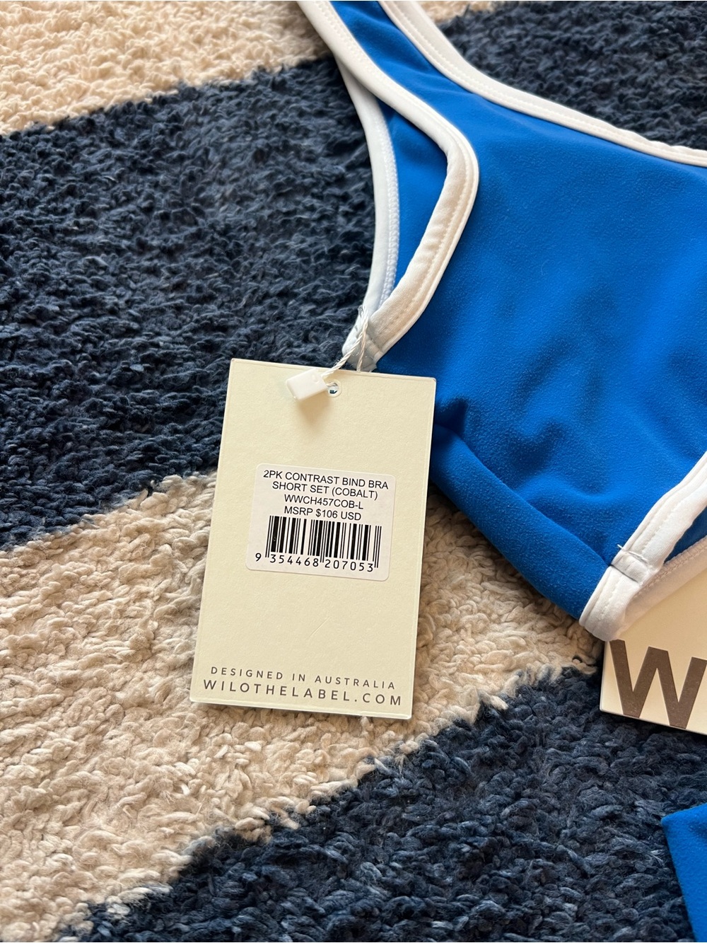 NWT Wilo The Label Active Set Sports Bra Biker Shorts Cobalt Blue, Size Large - Picture 5 of 6